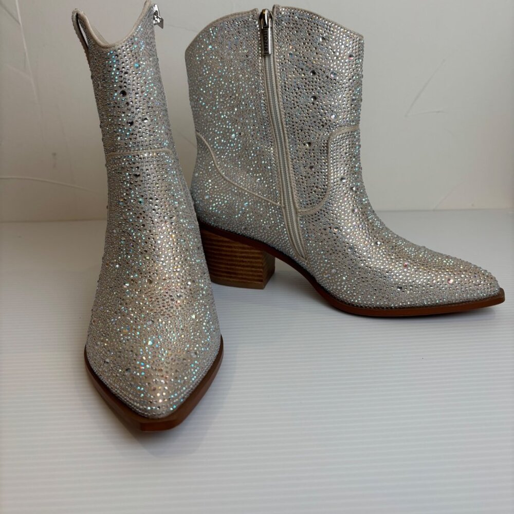 Itozer Cowgirl Ankle Rhinestone Pointed Western Boots (Women 7)